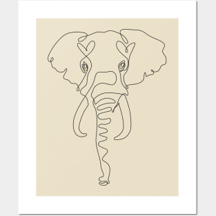 One Line Elephant Posters and Art